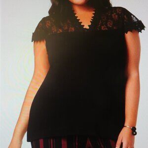 I.N.C. International Concepts Plus Size Lace-Trim Top